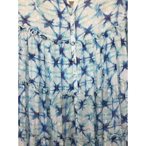 Rococo‎ Sand Volna Maxi Blue Multi Metallic Sparkle Bohemian Glam Size Small